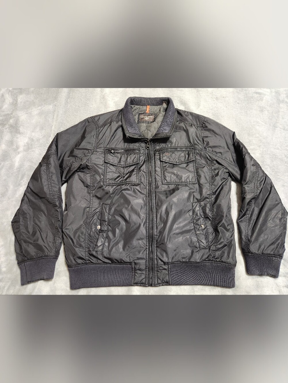 Dockers Black Quilted Utility Bomber Jacket Large